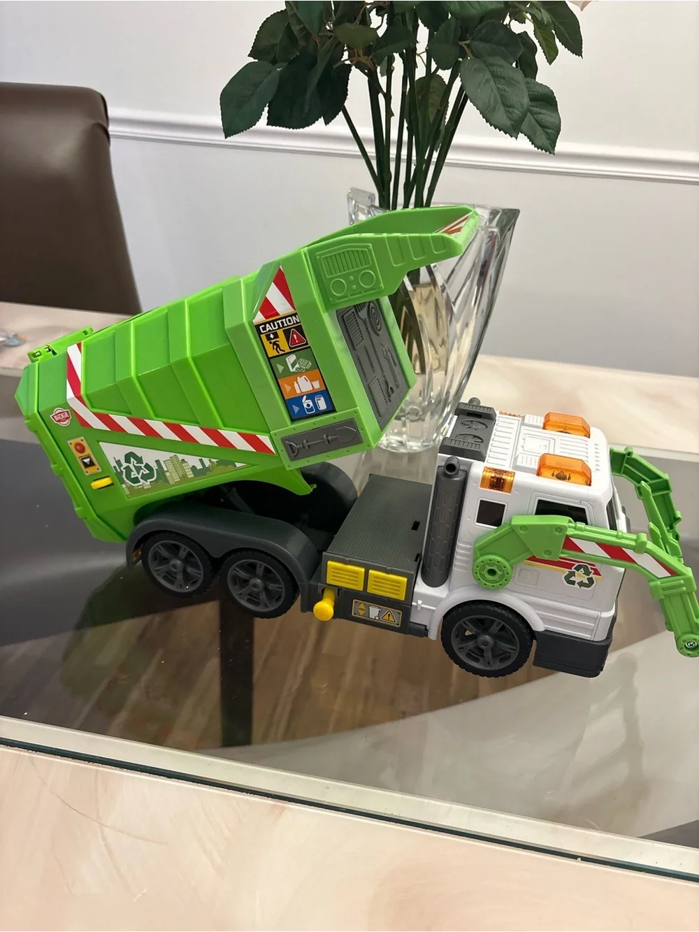 Green & White Recycling Garbage Truck Toy - Kids Toy
